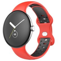 Ремешок Deexe Dual Color для Google Pixel Watch / Watch 2 - Red / Black: фото 1 из 5