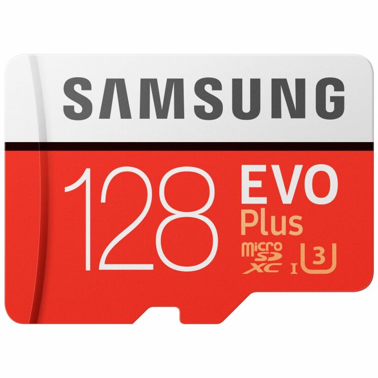 Карта памяти MicroSD Samsung 128GB 10 class EVO PLUS UHS-I U3 + адаптер (MB-MC128HA/RU): фото 1 из 7