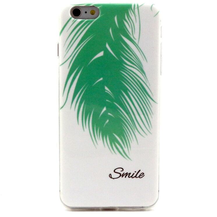 Силиконовая накладка Deexe Life Style для iPhone 6/6s Plus - Green Feather: фото 1 з 3