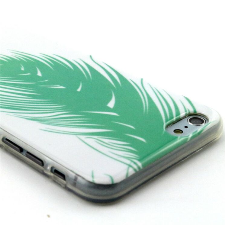 Силиконовая накладка Deexe Life Style для iPhone 6/6s Plus - Green Feather: фото 2 з 3