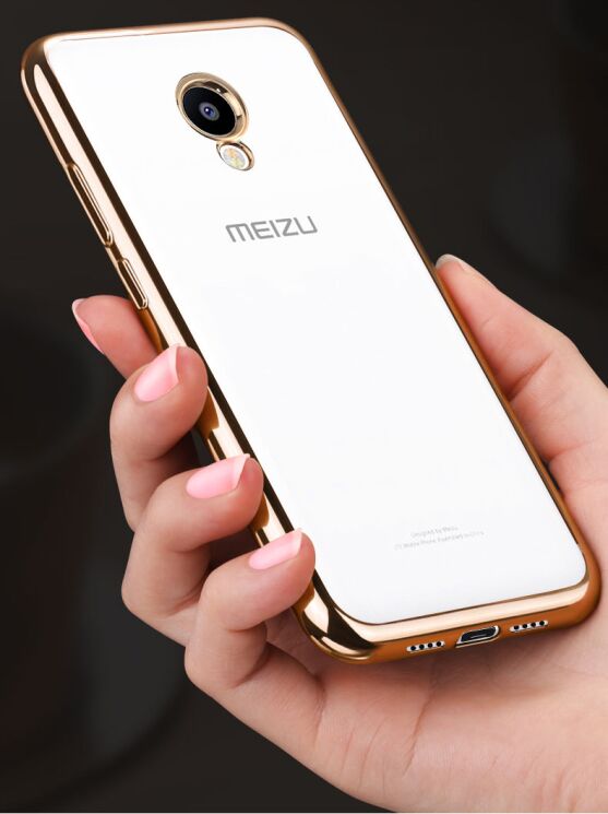 Силиконовый (TPU) чехол Deexe Glossy Border Meizu M5 - Gold: фото 3 из 10