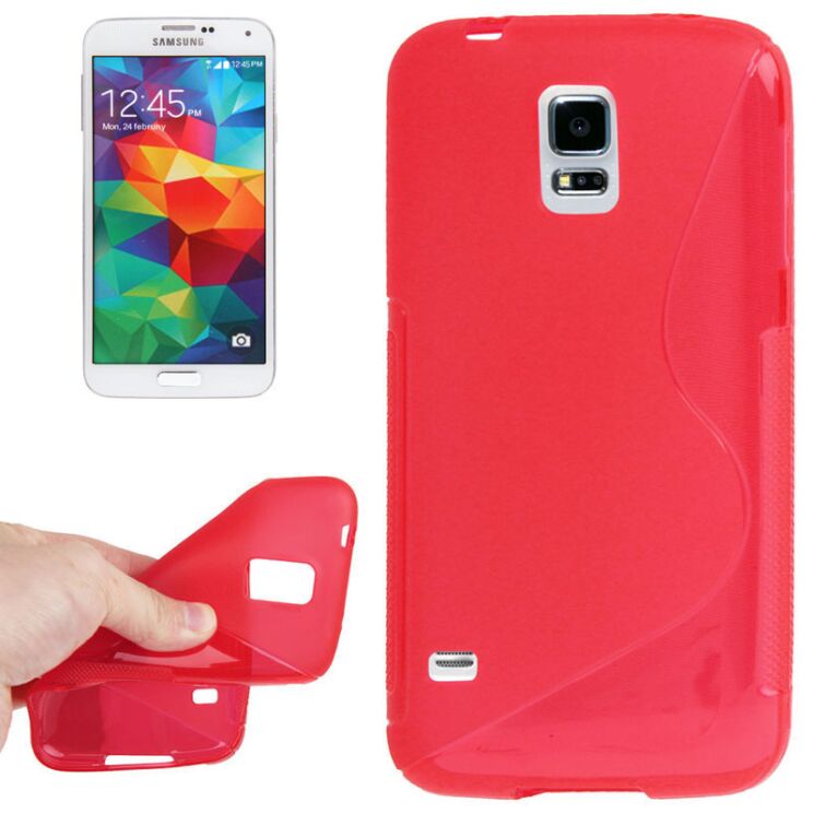 Силиконовая накладка Deexe S Line для Samsung S5 mini (G800) - Red: фото 1 из 5