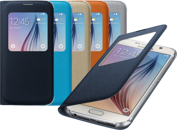 Чехол S View Cover (Textile) для Samsung S6 (G920) EF-CG920 - Blue: фото 3 из 7