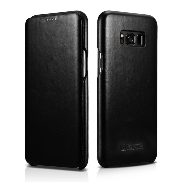 Кожаный чехол-книжка ICARER Slim Flip для Samsung Galaxy S8 Plus (G955) - Black: фото 1 з 15