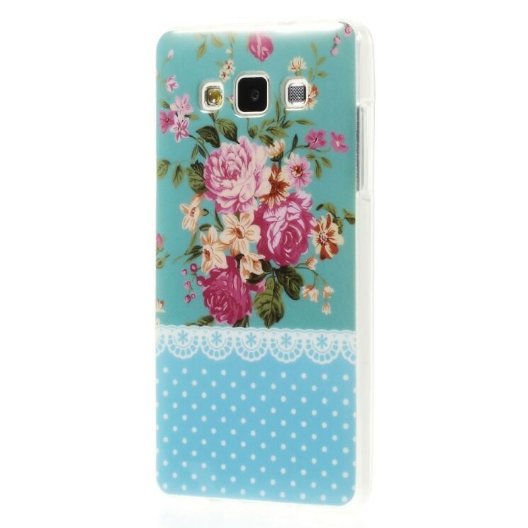 Силиконовая накладка Deexe Pretty Flowers для Samsung Galaxy A3 (A300) - Light Blue: фото 2 из 6