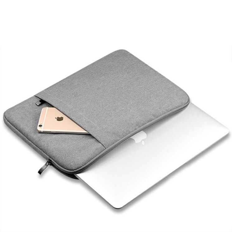 Чехол Deexe Nylon Case для планшетов и ноутбуков диагональю до 13 дюймов - Light Grey: фото 4 из 5