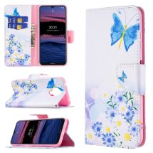 Чехол-книжка Deexe Color Wallet для Nokia G10 / G20 - Blue Butterfly and Flowers: фото 1 из 9