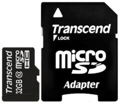 Картка пам`яті Transcend microSDHC 32Gb (10 class) + SD: фото 1 з 1