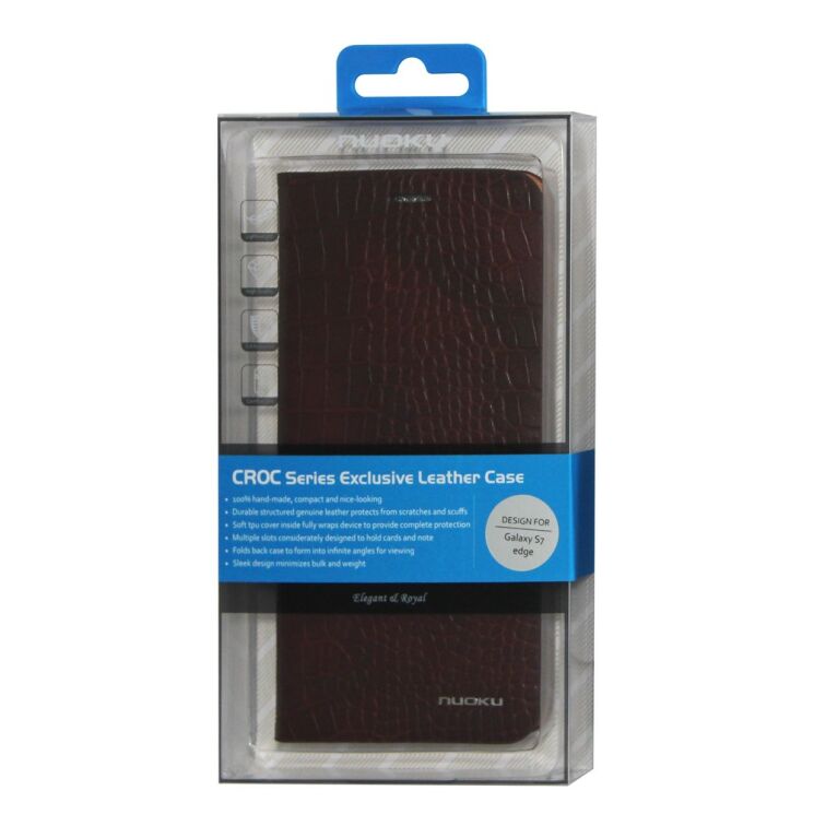 Кожаный чехол NUOKU Croc Series для Samsung Galaxy S7 edge (G935) - Black: фото 6 з 6