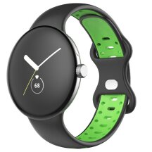 Ремінець Deexe Dual Color для Google Pixel Watch / Watch 2 - Black / Green: фото 1 з 5