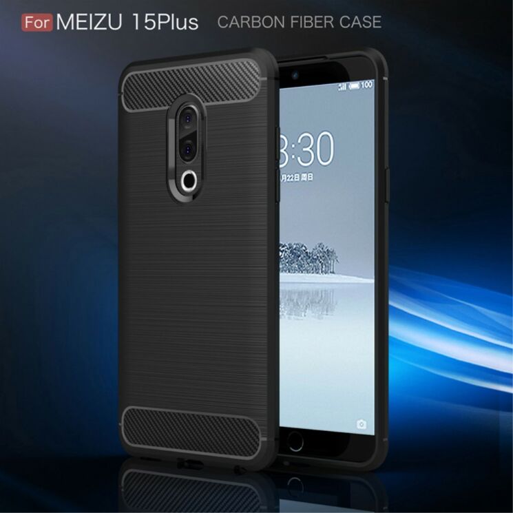 Защитный чехол UniCase Carbon для Meizu 15 Plus - Black: фото 3 из 11