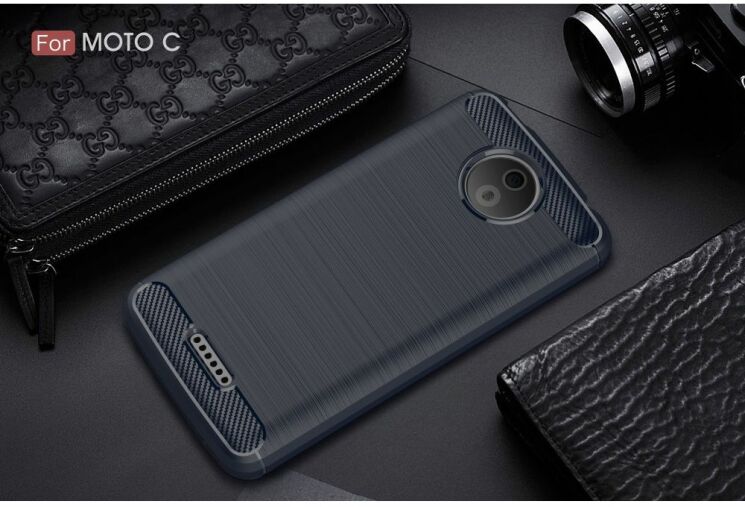 Захисний чохол UniCase Carbon для Motorola Moto C Plus - Dark Blue: фото 2 з 8