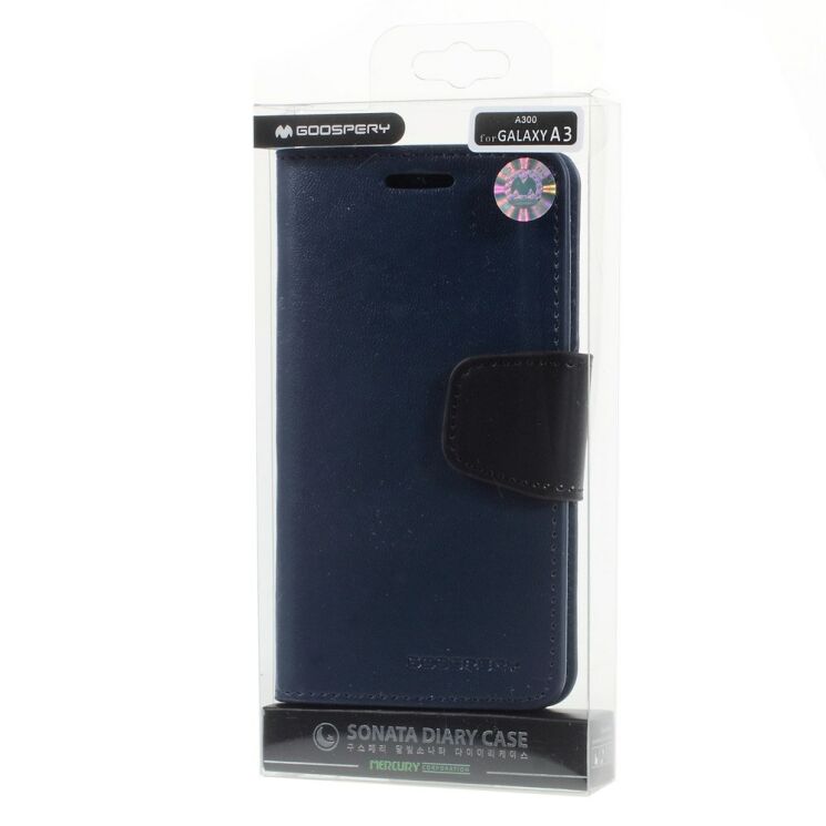 Чохол MERCURY Sonata Diary для Samsung Galaxy A3 (A300) - Dark Blue: фото 9 з 10