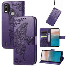 Чехол UniCase Butterfly Pattern для Nokia C21 Plus - Dark Purple: фото 1 из 5