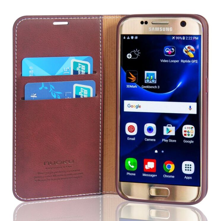 Кожаный чехол NUOKU Royal Series для Samsung Galaxy S7 (G930) - Blue: фото 6 з 6