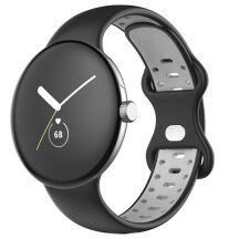Ремешок Deexe Dual Color для Google Pixel Watch / Watch 2 - Black / Grey: фото 1 из 5