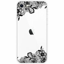 Силиконовый (TPU) чехол Deexe Pretty Glossy для Apple iPhone SE 2 / 3 (2020 / 2022) / iPhone 8 / iPhone 7 - Lace Flower: фото 1 из 5