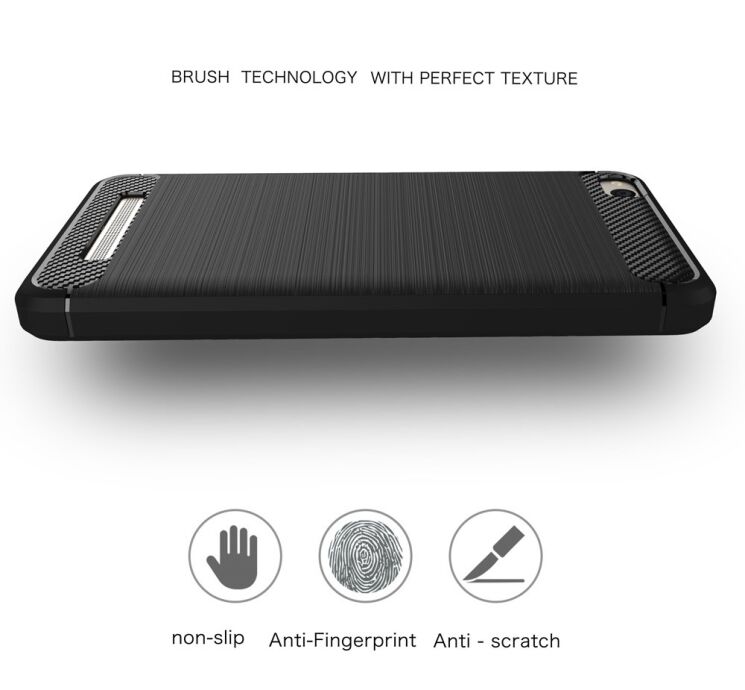 Защитный чехол UniCase Carbon для Xiaomi Redmi 4A - Black: фото 5 из 11