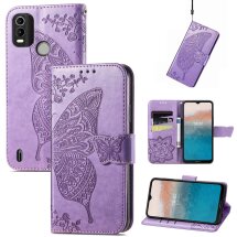 Чохол UniCase Butterfly Pattern для Nokia C21 Plus - Light Purple: фото 1 з 5