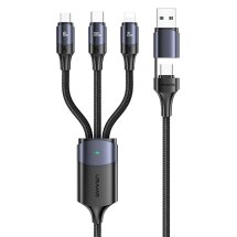 Кабель Usams US-SJ511 U71 All in One Aluminum Alloy USB + Type-C to Triple Head 3 in 1 (100W, 1.2m) - Black: фото 1 из 19