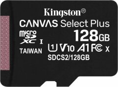 Картка пам`яті Kingston microSDXC 128GB Canvas Select Plus C10 UHS-I R100MB/s - Black: фото 1 з 3