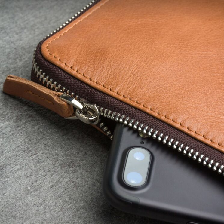 Кожаный чехол-портмоне QIALINO Modern Wallet для смартфонов - Khaki: фото 10 из 12