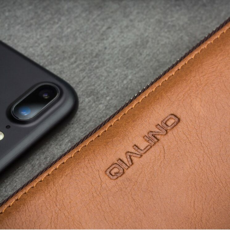 Кожаный чехол-портмоне QIALINO Modern Wallet для смартфонов - Red: фото 9 из 12