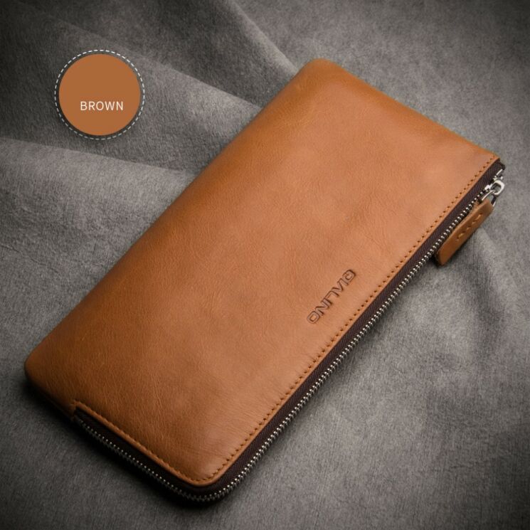 Кожаный чехол-портмоне QIALINO Modern Wallet для смартфонов - Brown: фото 2 из 12