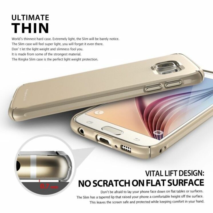 Пластиковая накладка Ringke Slim для Samsung Galaxy S6 (G920) - Gold: фото 7 з 8