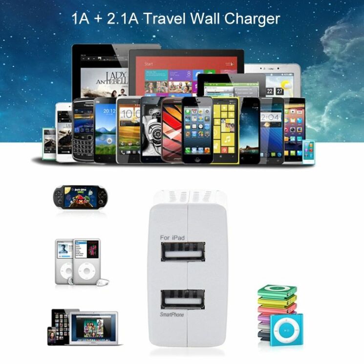 Мережевий зарядний пристрій HAWEEL Travel Charger (2.1A + 1.0A): фото 8 з 9