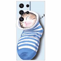 Силиконовый (TPU) чехол Deexe Life Style для Samsung Galaxy S24 Ultra (S928) - Socks and Cat: фото 1 из 3