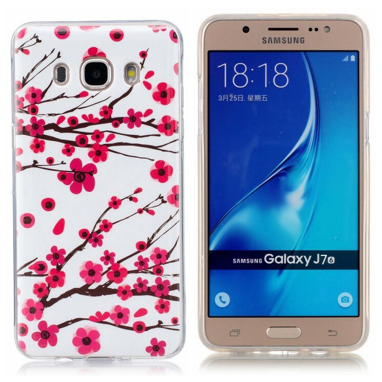 Силиконовый (TPU) чехол Deexe LumiCase для Samsung Galaxy J7 2016 (J710) - Cherry Blossom: фото 2 из 5