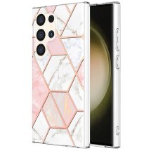 Защитный чехол Deexe Marble Pattern для Samsung Galaxy S24 Ultra - White / Pink: фото 1 из 6