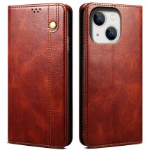 Защитный чехол UniCase Leather Wallet для Apple iPhone 15 Plus - Brown: фото 1 из 9