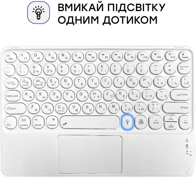 Бездротова клавіатура AirON Easy Tap 2 - White: фото 4 з 10