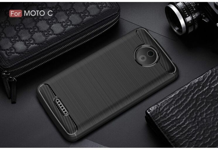 Захисний чохол UniCase Carbon для Motorola Moto C Plus - Black: фото 2 з 8