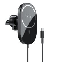 Автомобільний тримач Hoco CA90 Wireless Charger — Black: фото 1 з 10