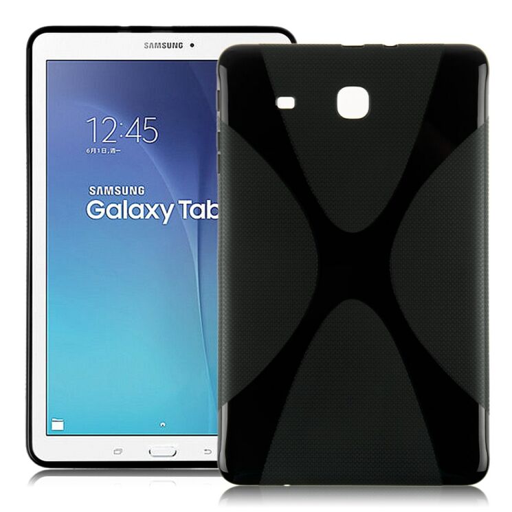 Силиконовая накладка Deexe X-Shaped для Samsung Galaxy Tab E 9.6 (T560/561) - Black: фото 1 з 7