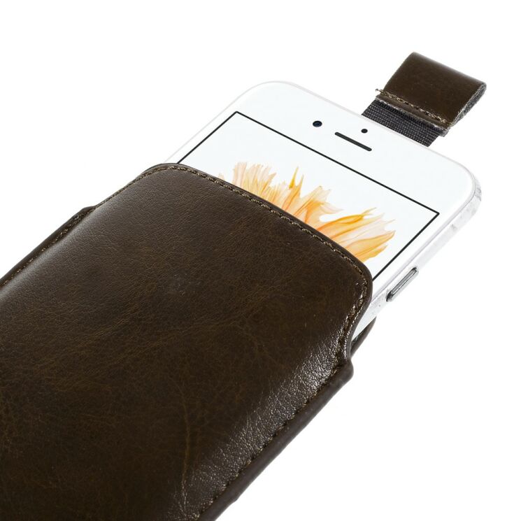 Чехол-карман Deexe Handy Pouch L для смартфонов шириной до 78мм - Brown: фото 4 из 6