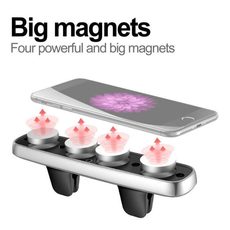 Магнітний тримач BASEUS Double Clip на повітропровід для смартфонів - Black: фото 11 з 16