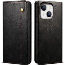 Защитный чехол UniCase Leather Wallet для Apple iPhone 15 Plus - Black: фото 1 из 9
