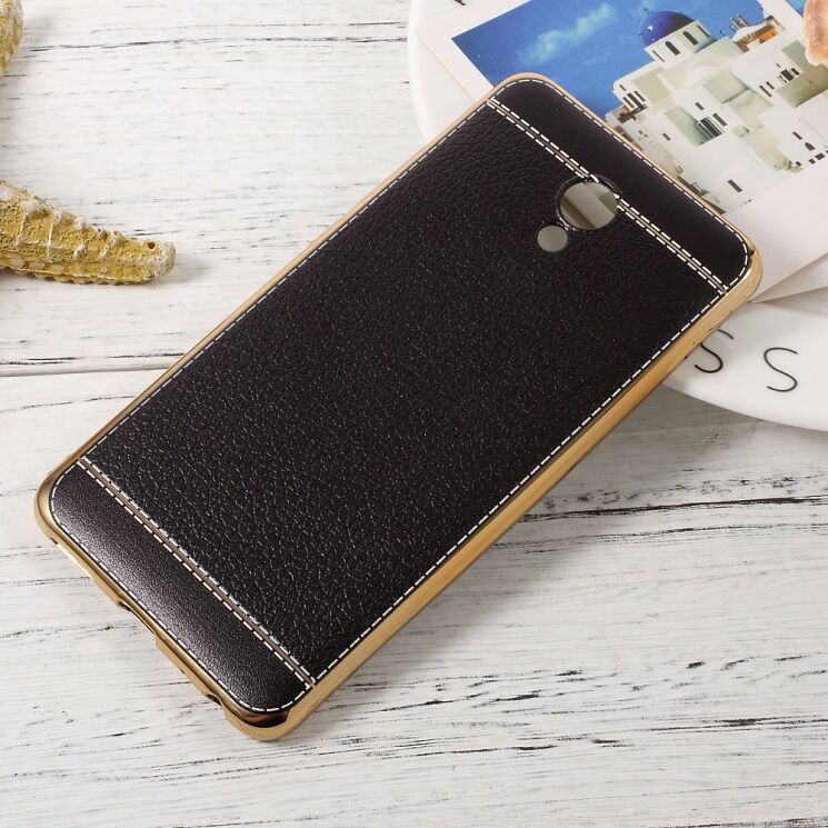 Силиконовый (TPU) чехол Deexe Leather Skin для Meizu M5 Note - Black: фото 1 из 6