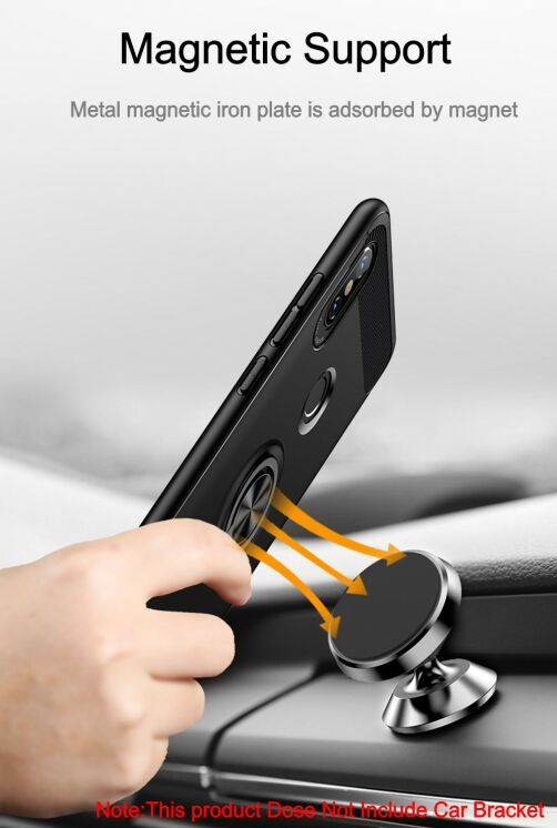 Захисний чохол UniCase Magnetic Ring для Xiaomi Redmi Note 5 Pro - Black: фото 4 з 7