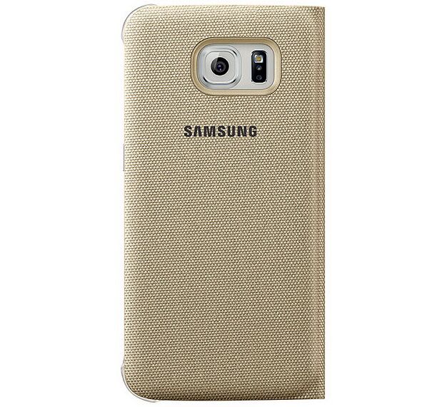 Чехол Flip Wallet Textil для Samsung S6 EDGE (G925) EF-WG925BBEGRU - Gold: фото 2 из 4