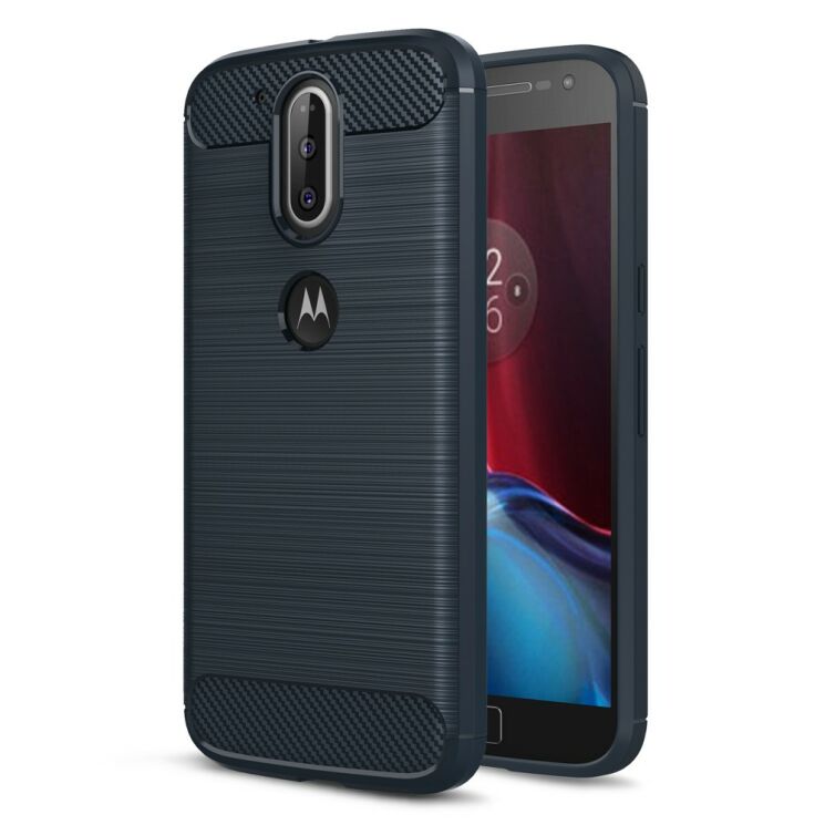 Силиконовый (TPU) чехол UniCase Carbon для Motorola Moto G4 / G4 Plus - Dark Blue: фото 1 из 9