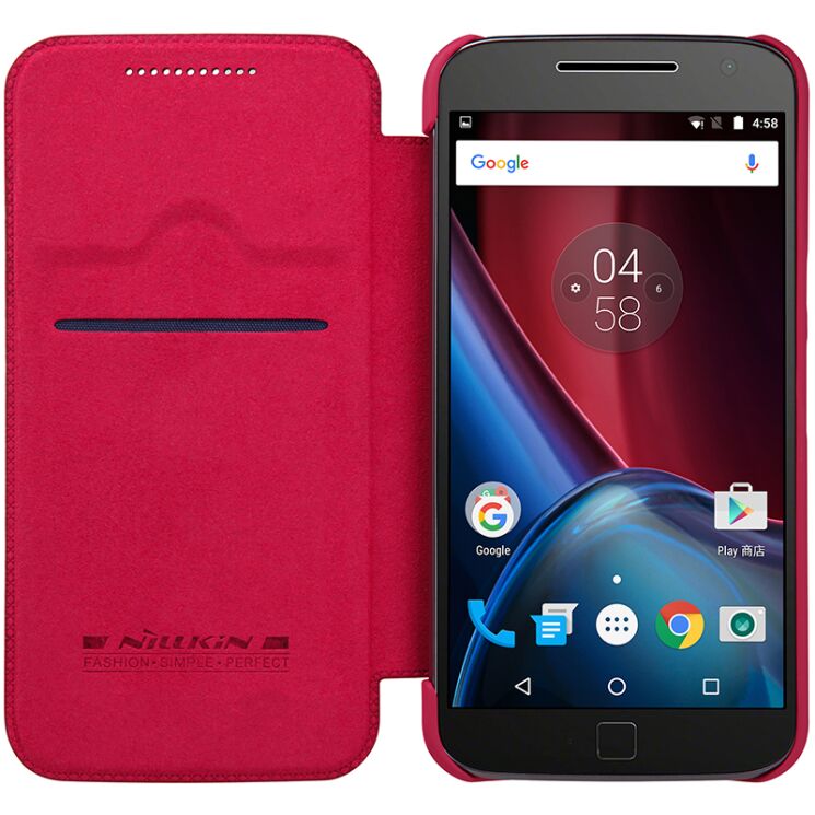 Чехол NILLKIN Qin Series для Motorola Moto G4/G4 Plus - Red: фото 7 из 17