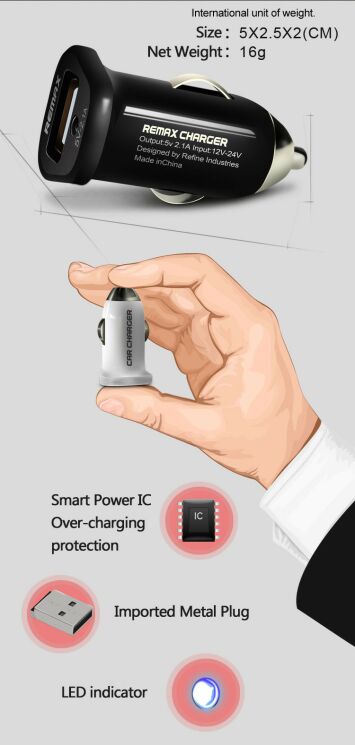 Автомобільний зарядний пристрій Remax Simple Charger - Black: фото 8 з 9