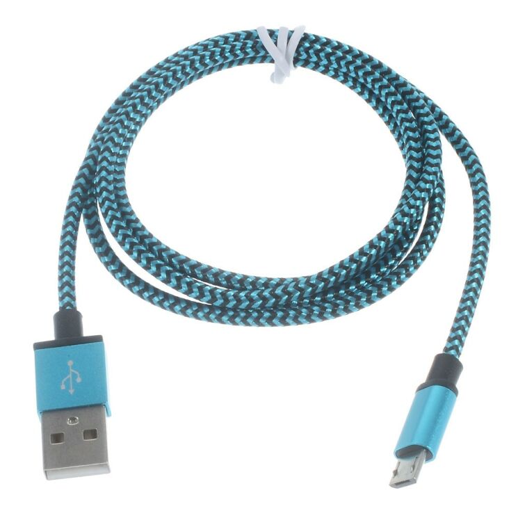 Дата-кабель Deexe Braided Cord (microUSB / 3m) - Blue: фото 2 из 2