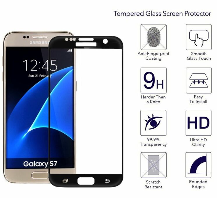 Захисне скло AUZER Silk Black для Samsung Galaxy S7 (G930) - White: фото 6 з 10
