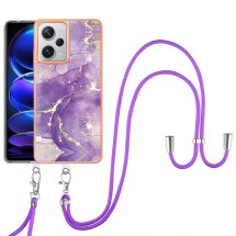 Защитный чехол Deexe Marble Case with Strap для Xiaomi Redmi Note 12 Pro+ - Purple: фото 1 из 6